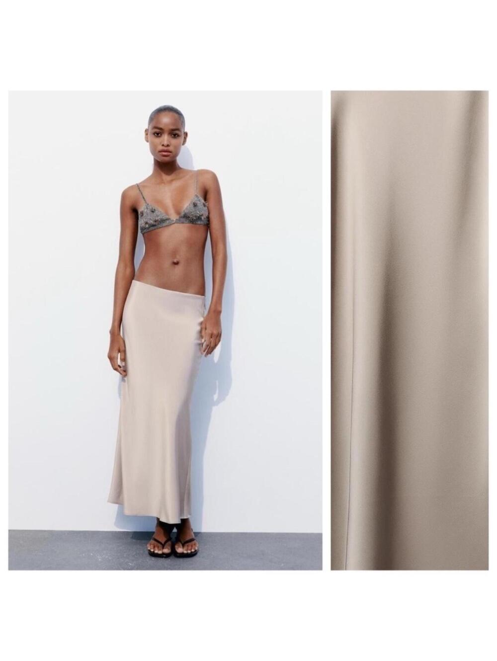 Zara Satin Effect Midi Skirt